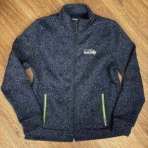 NFL Team Apparel Seattle Seahawks Womens Blue Gray Zip Up Fleece Jacket EUC L